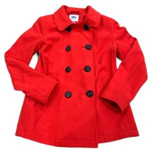 Red pea coat